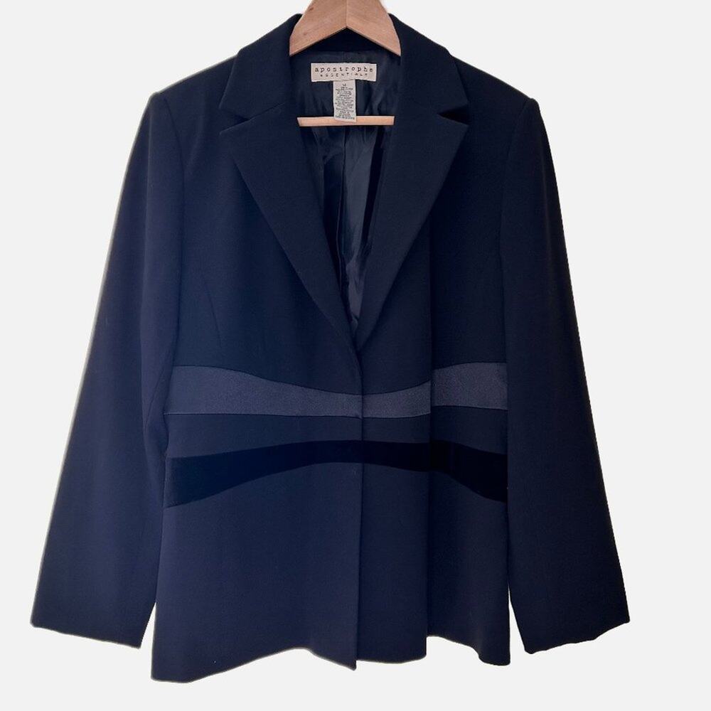 Apostrophe Essentials Blazer Tuxedo Style Black Womens 14